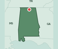 Map showing the location of ZIP code 35816 within Alabama