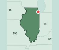 Map showing the location of ZIP code 60624 within Illinois