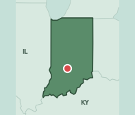 Map showing the location of ZIP code 47408 within Indiana