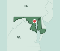 Map showing the location of ZIP code 21223 within Maryland