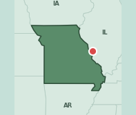 Map showing the location of ZIP code 63136 within Missouri