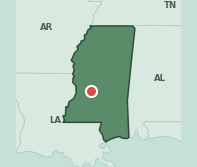 Map showing the location of ZIP code 39204 within Mississippi