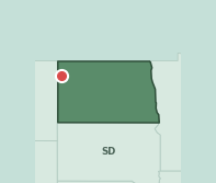 Map showing the location of ZIP code 58801 within North Dakota