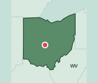 Map showing the location of ZIP code 43210 within Ohio