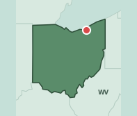 Map showing the location of ZIP code 44104 within Ohio