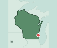 Map showing the location of ZIP code 53206 within Wisconsin
