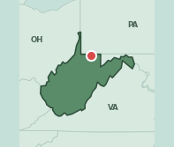 Map showing the location of ZIP code 26505 within West Virginia