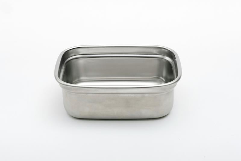 Stainless steel lunch containers packed with food