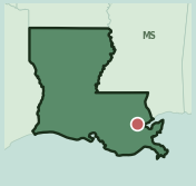 Map showing the location of this neighborhood within Louisiana