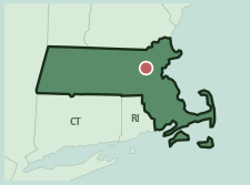Map showing the location of this neighborhood within Massachusetts