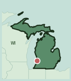Map showing the location of this neighborhood within Michigan