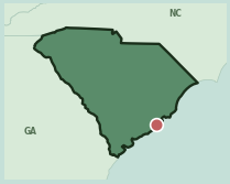 Map showing the location of this neighborhood within South Carolina