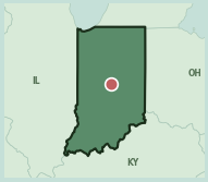 Map showing the location of ZIP code 46032 within Indiana