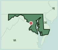 Map showing the location of ZIP code 20815 within Maryland