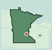 Map showing the location of ZIP code 55416 within Minnesota