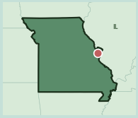 Map showing the location of ZIP code 63131 within Missouri