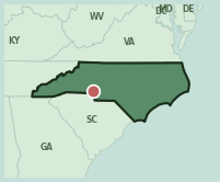 Map showing the location of ZIP code 28204 within North Carolina