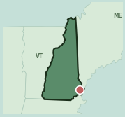 Map showing the location of ZIP code 03885 within New Hampshire