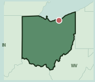 Map showing the location of ZIP code 44116 within Ohio