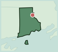 Map showing the location of ZIP code 02906 within Rhode Island
