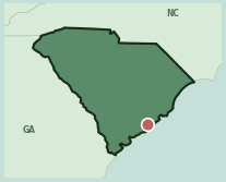 Map showing the location of ZIP code 29401 within South Carolina