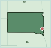 Map showing the location of ZIP code 57105 within South Dakota