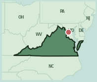 Map showing the location of ZIP code 22209 within Virginia
