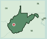 Map showing the location of ZIP code 25314 within West Virginia