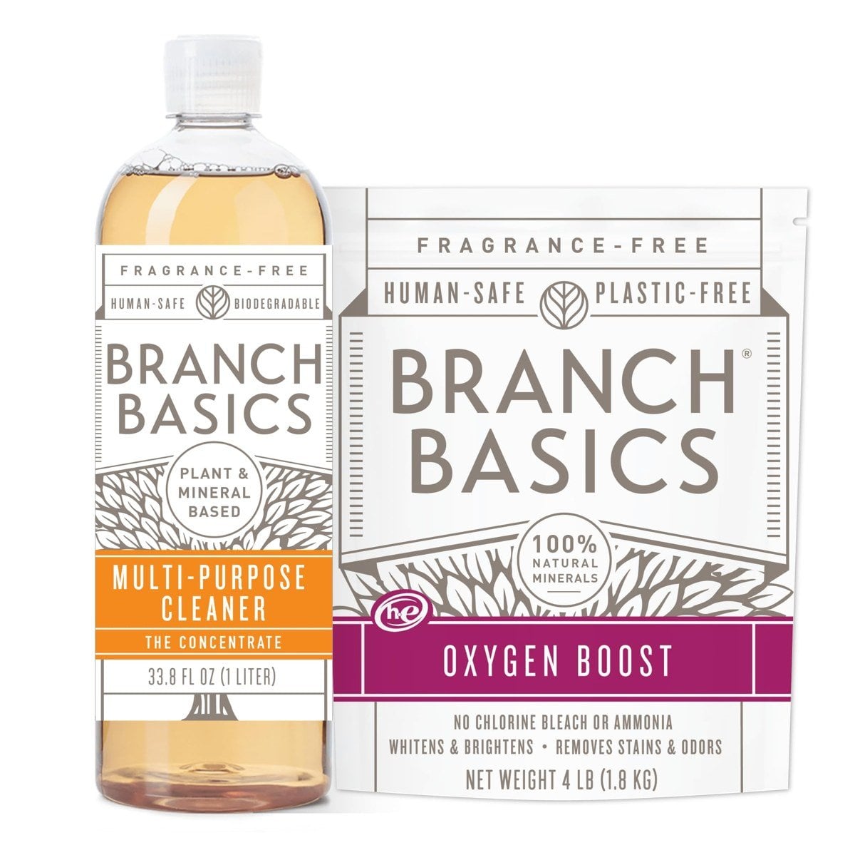 Branch Basics concentrate and oxygen boost — EWG Verified one-bottle whole-house nontoxic cleaner