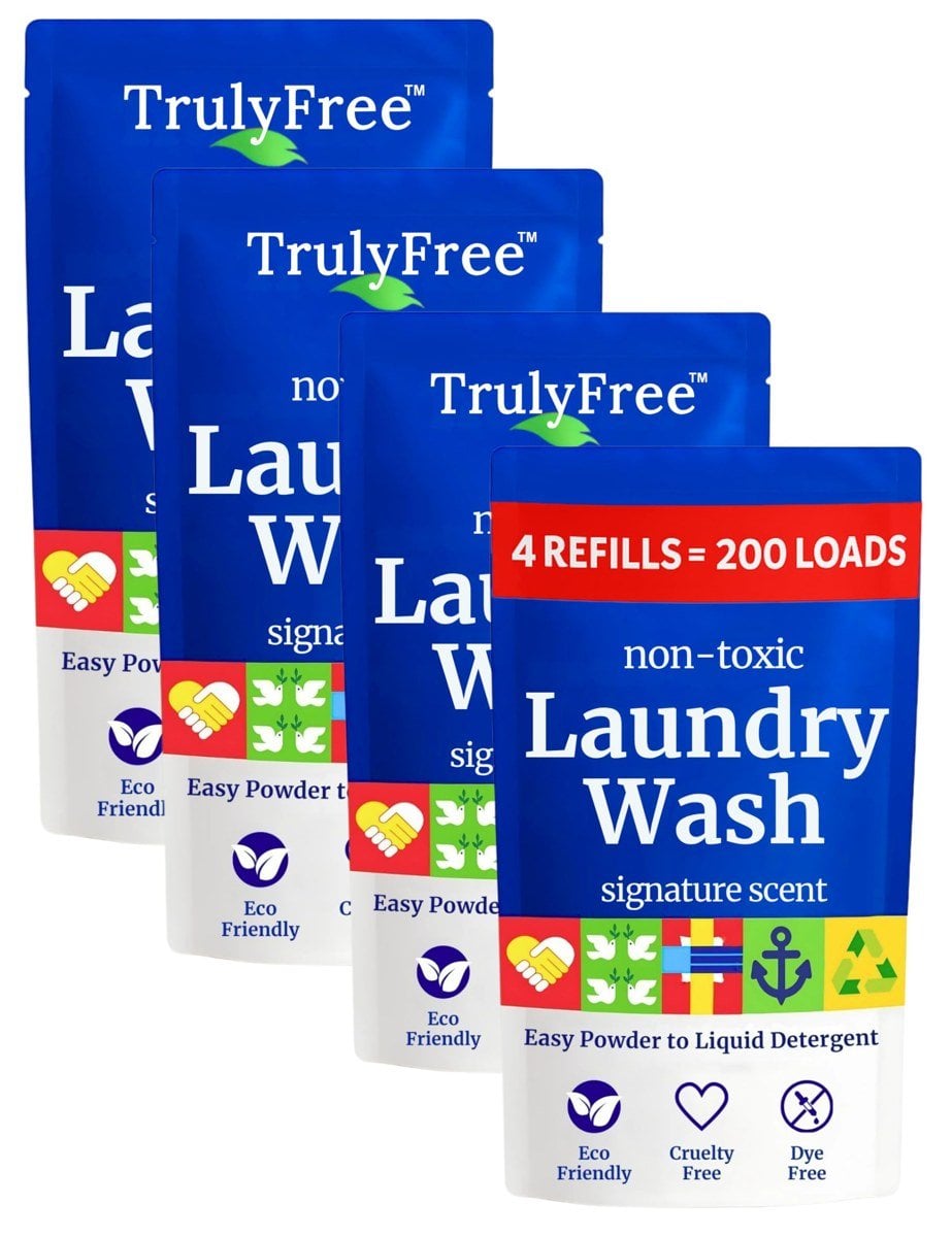 Truly Free nontoxic laundry wash refills — bottle-return refill system with low plastic footprint
