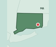 Map showing the location of ZIP code 06382 within Connecticut