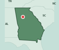 Map showing the location of ZIP code 30030 within Georgia