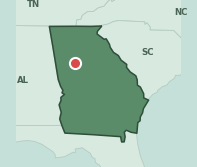 Map showing the location of ZIP code 30238 within Georgia