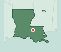 Map showing the location of ZIP code 70807 within Louisiana