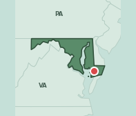 Map showing the location of ZIP code 21853 within Maryland