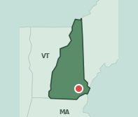 Map showing the location of ZIP code 03077 within New Hampshire