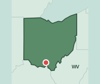 Map showing the location of ZIP code 45648 within Ohio