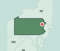 Map showing the location of ZIP code 18466 within Pennsylvania