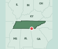 Map showing the location of ZIP code 37350 within Tennessee