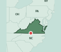 Map showing the location of ZIP code 24540 within Virginia