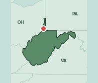 Map showing the location of ZIP code 26041 within West Virginia