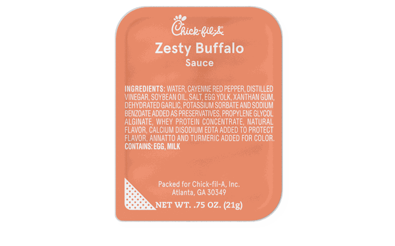 A packet of Zesty Buffalo Sauce