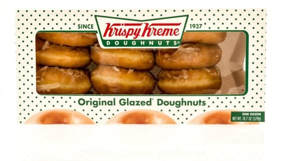 A box of Krispy Kreme Original Glazed doughnuts